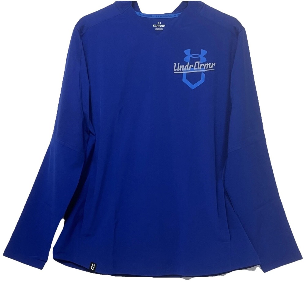 Under Armour Baseball Batting Cage Hooded Blue Jacket Lightweight Men Size 2XL